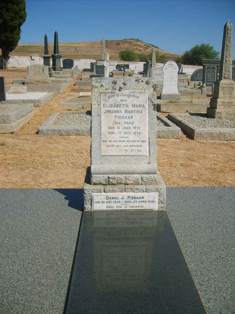 PIENAAR Daniel J. 1870-1942 &amp; Elizabeth Maria Johanna Martina RABIE 1870-1935