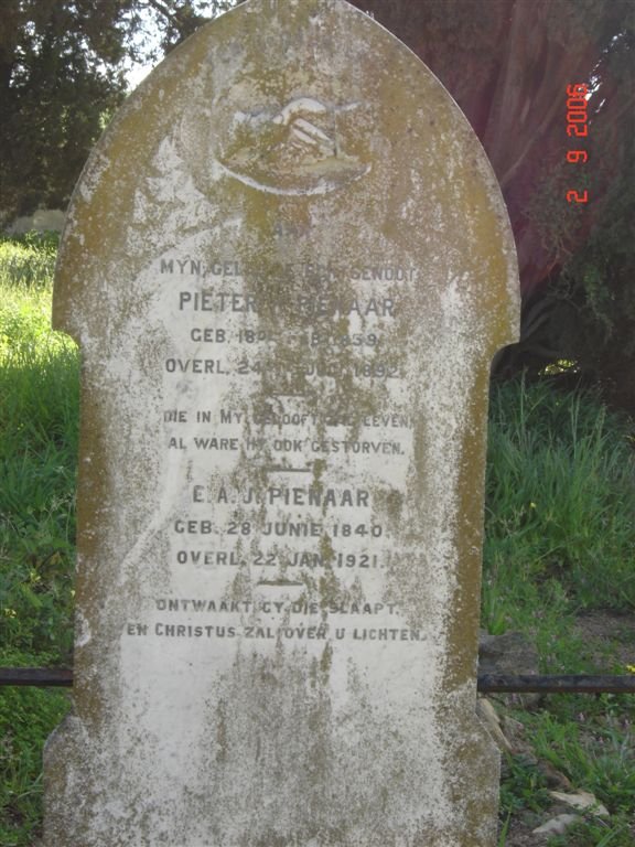 PIENAAR Pieter 1839-1892 &amp; E.A.J. 1840-1921