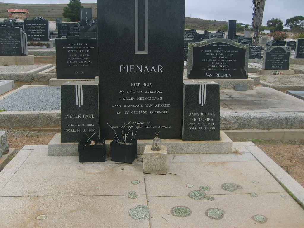 PIENAAR Pieter Paul 1895-1960 &amp; Anna Helena Frederika 1894-1978