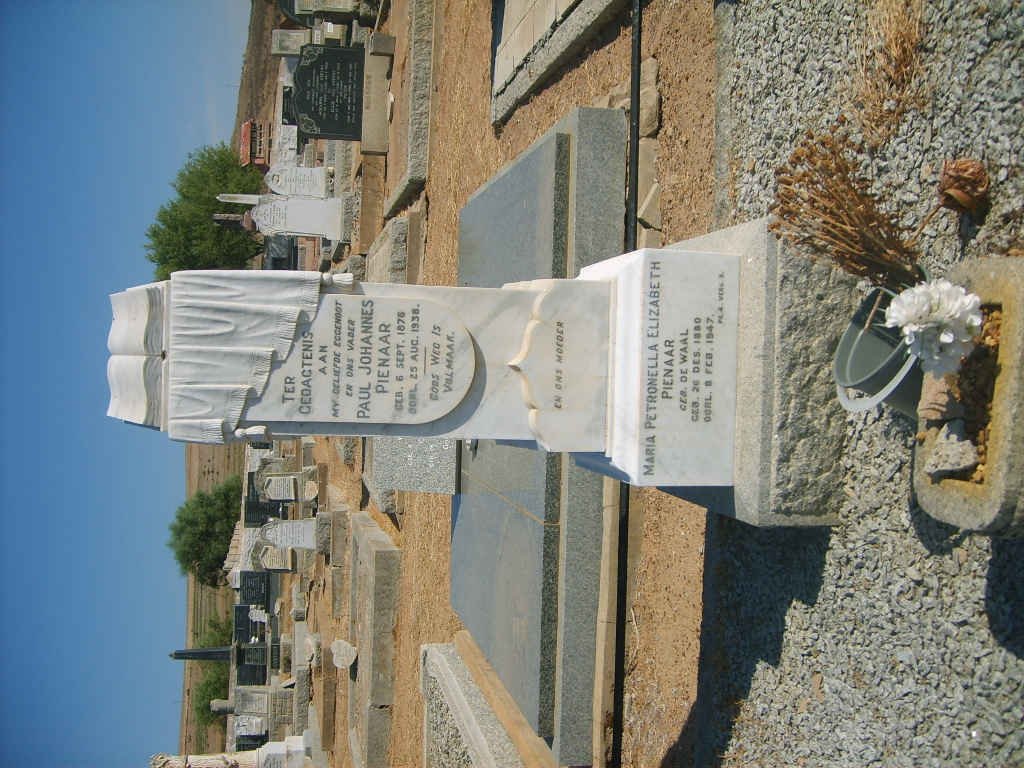 PIENAAR Paul Johannes 1876-1938 &amp; Maria Petronella Elizabeth DE WAAL 1880-1847