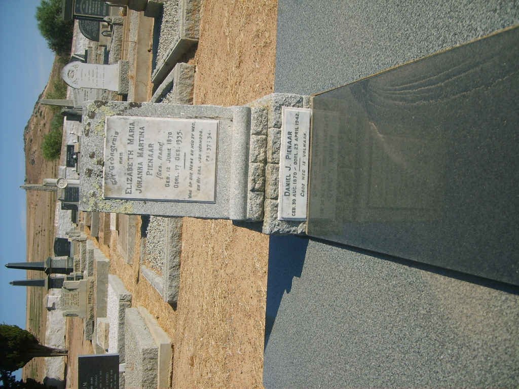 PIENAAR Daniel J. 1870-1942 &amp; Elizabeth Maria Johanna Martina RABIE 1870-1935