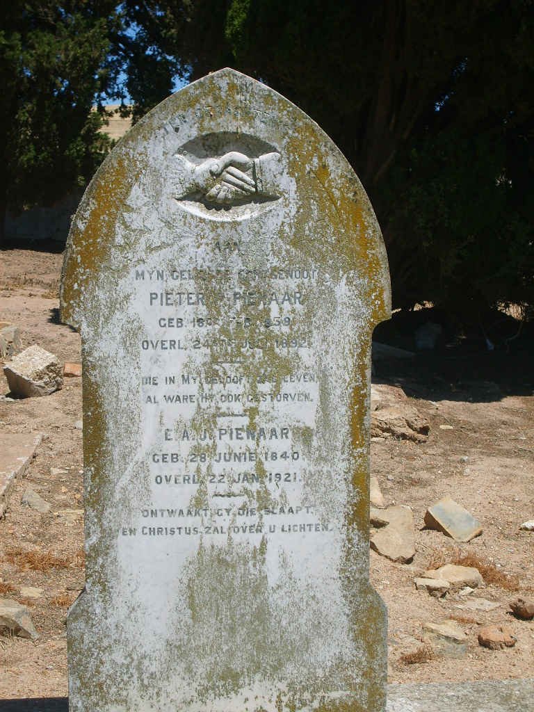 PIENAAR Pieter 1859-1892 &amp; E.A.J. 1921