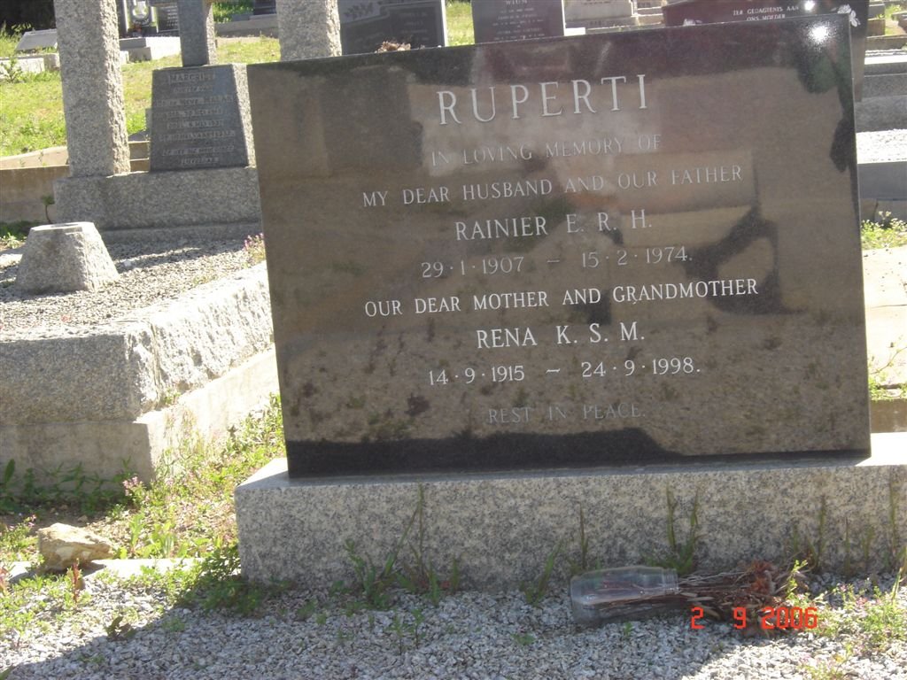 RUPERTI Rainier E.R.H. 1907-1974 &amp; Rena K.S.M. 1915-1998