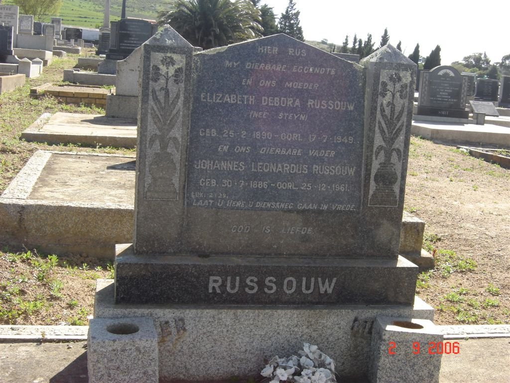 RUSSOUW Johannes Leonardus 1886-1961 &amp; Elizabeth Debora STEYN 1890-1949