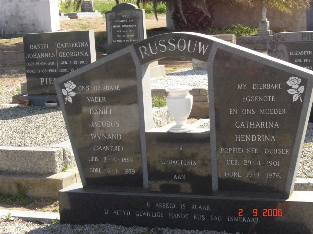 RUSSOUW Daniel Jacobus Wynand 1889-1979 &amp; LOUBSER Catharina Hendrina 1901-1976