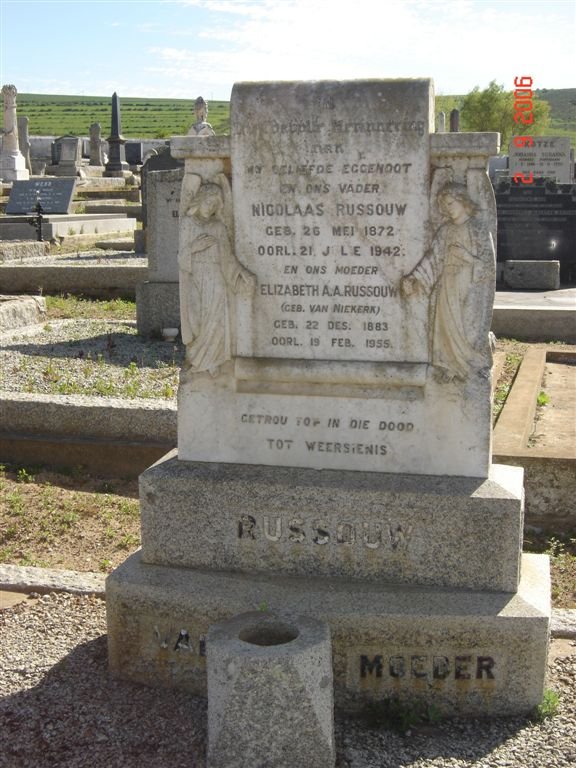 RUSSOUW Nicolaas 1872-1942 &amp; Elizabeth A.A. VAN NIEKERK 1883-1955