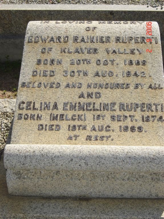 RUPERTI  Edward Rainier 1862-1942 &amp;  MELCK Celina Emmeline Rupert 1874-1969