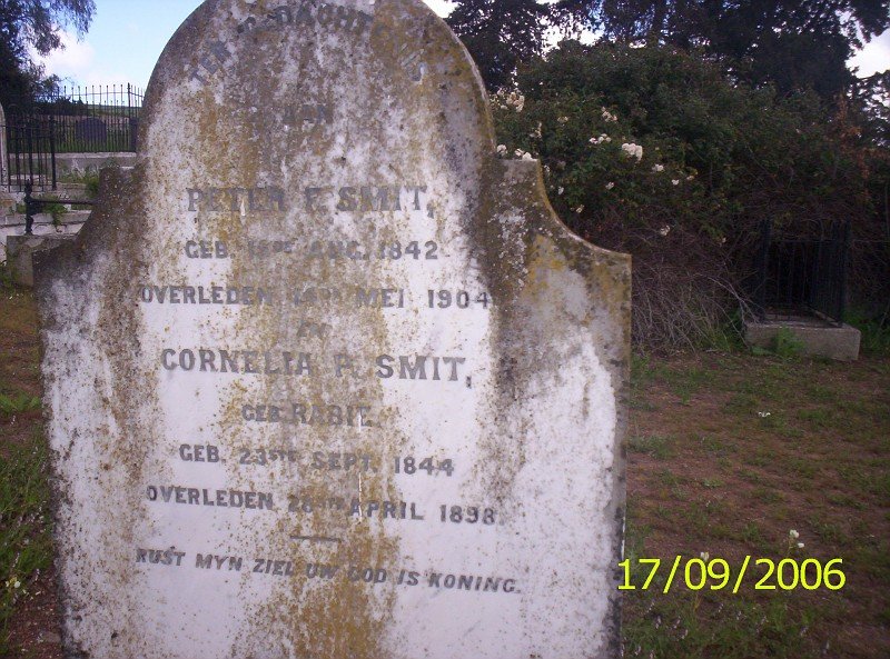 SMIT Pieter E. 1842-1904 &amp; Cornelia P. RABIE 1844-1898