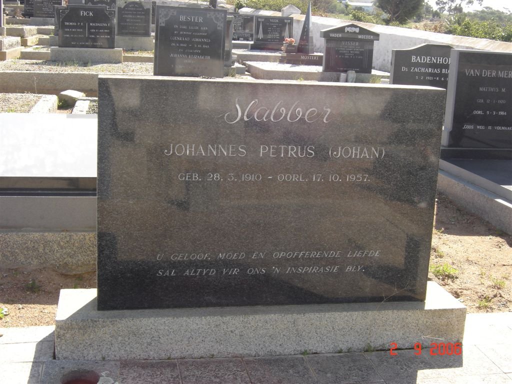 SLABBER Johannes Petrus 1910-1957