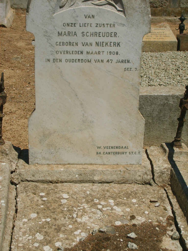 SCHREUDER Maria nee VAN NIEKERK -1908
