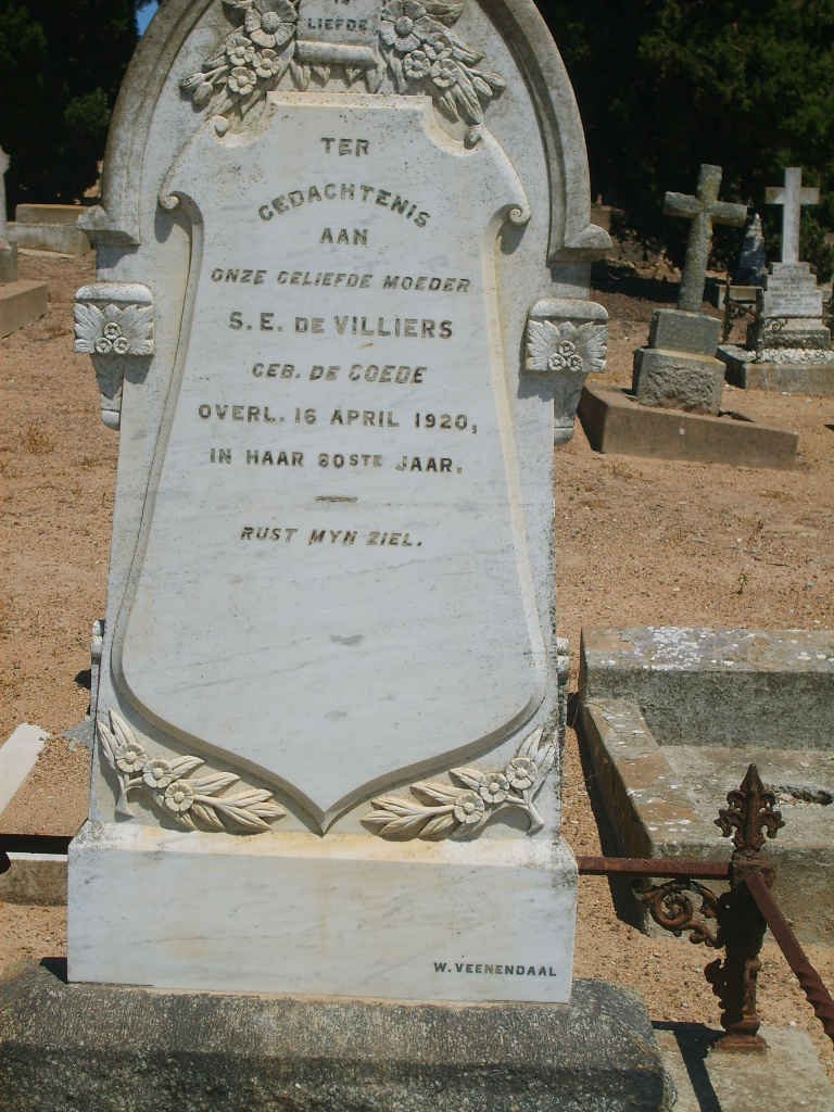VILLIERS S.E., de nee DE GOEDE -1920