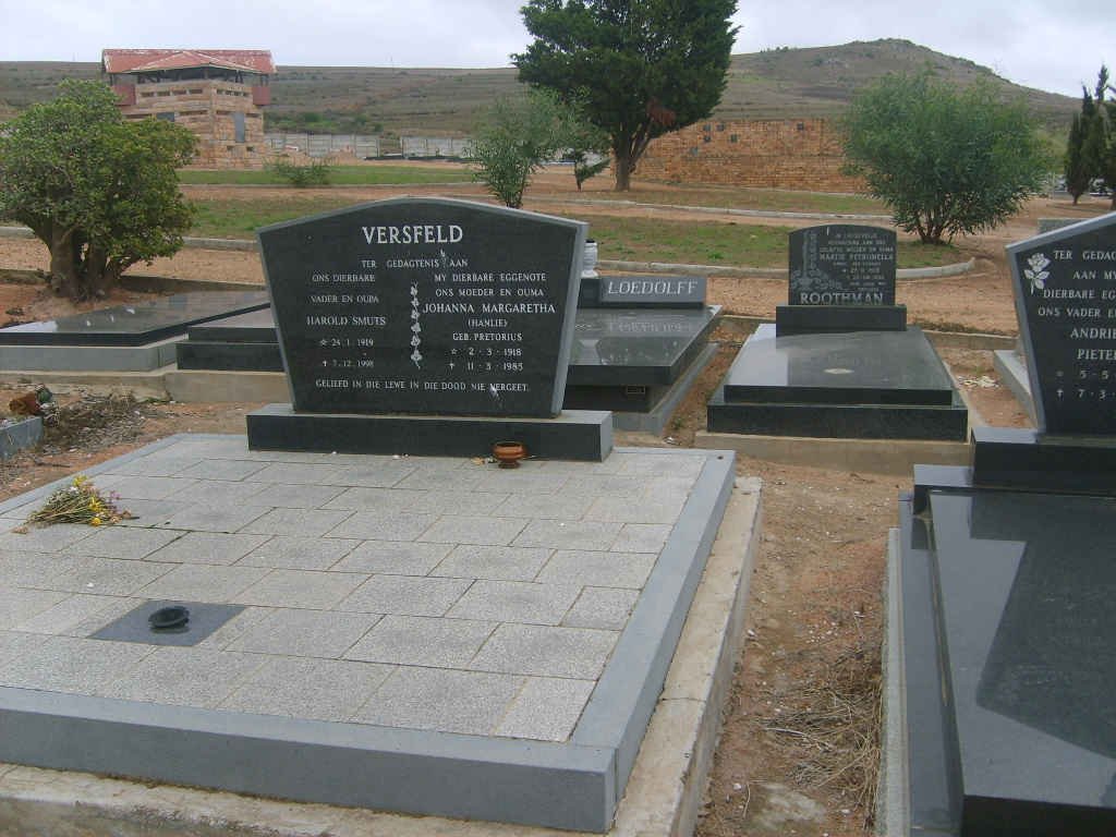 VERSFELD Harold Smuts 19??-19?? &amp; Johanna Margaretha PRETORIUS 1918-1985
