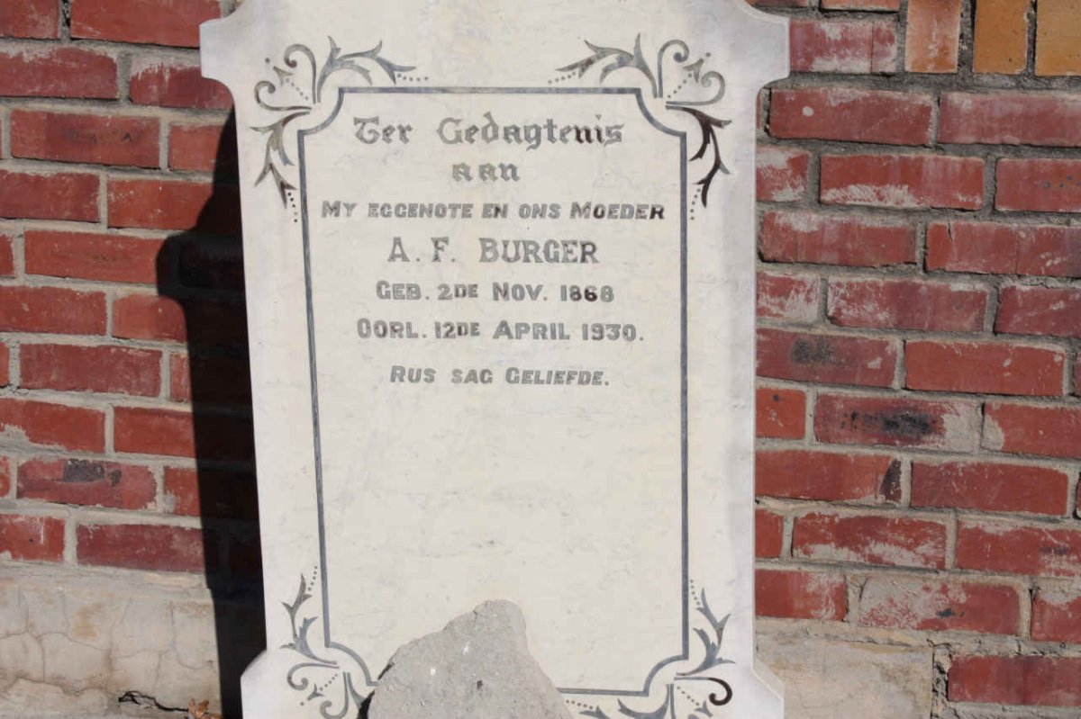 BURGER A.F. 1868-1930