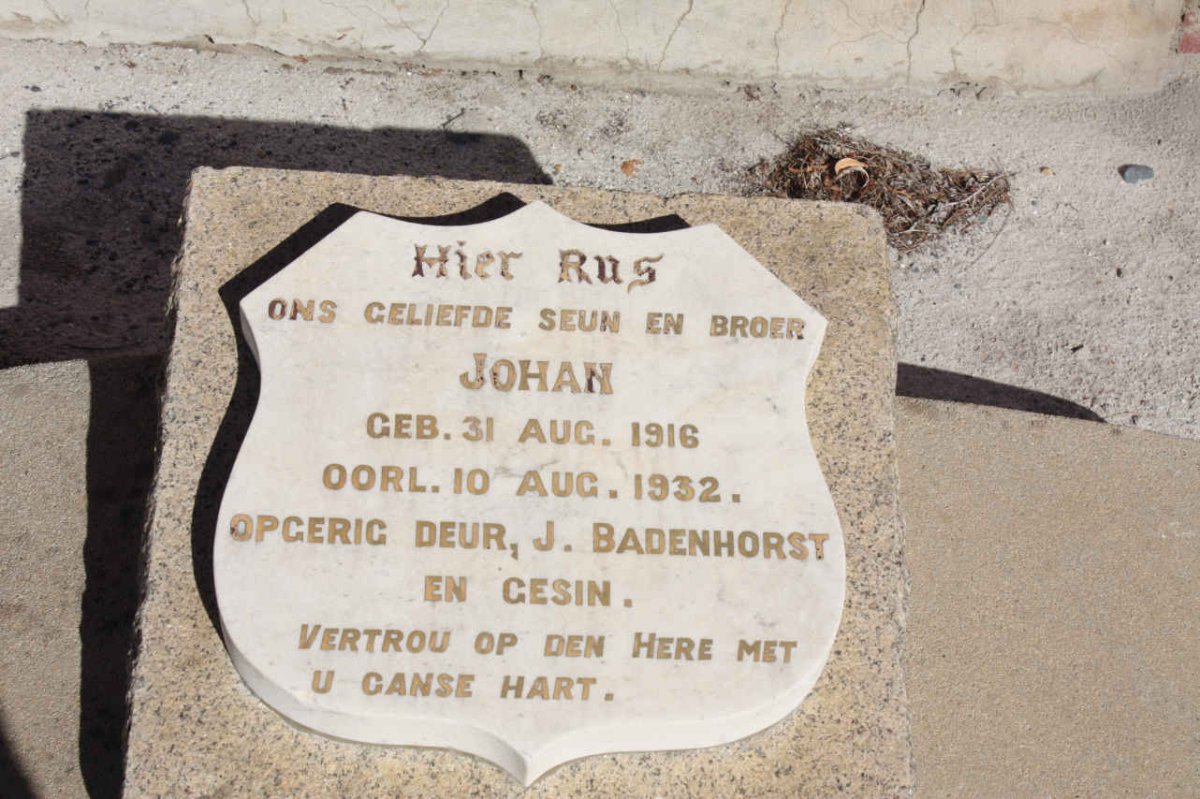 BADENHORST Johan 1916-1932