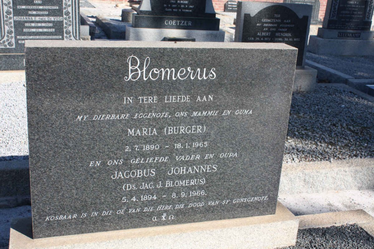 BLOMERUS Jacobus Johannes 1894-1966 &amp; Maria BURGER 1890-1965