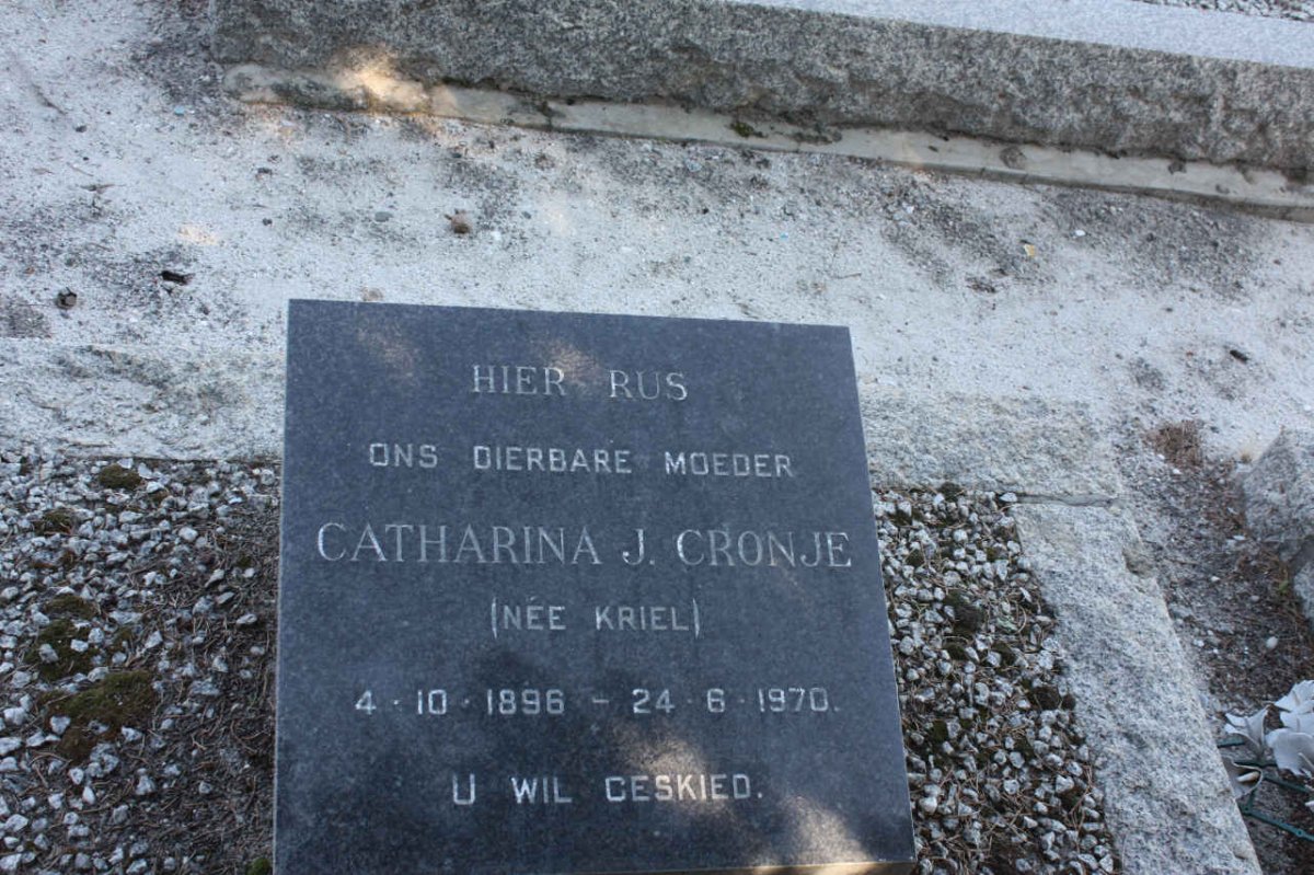 CRONJE  Catharina J. nee KRIEL 1896-1970