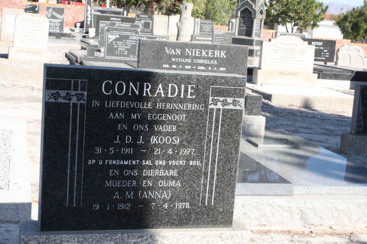 CONRADIE J.D.D. 1911-1977 &amp; A.M. 1912-1978