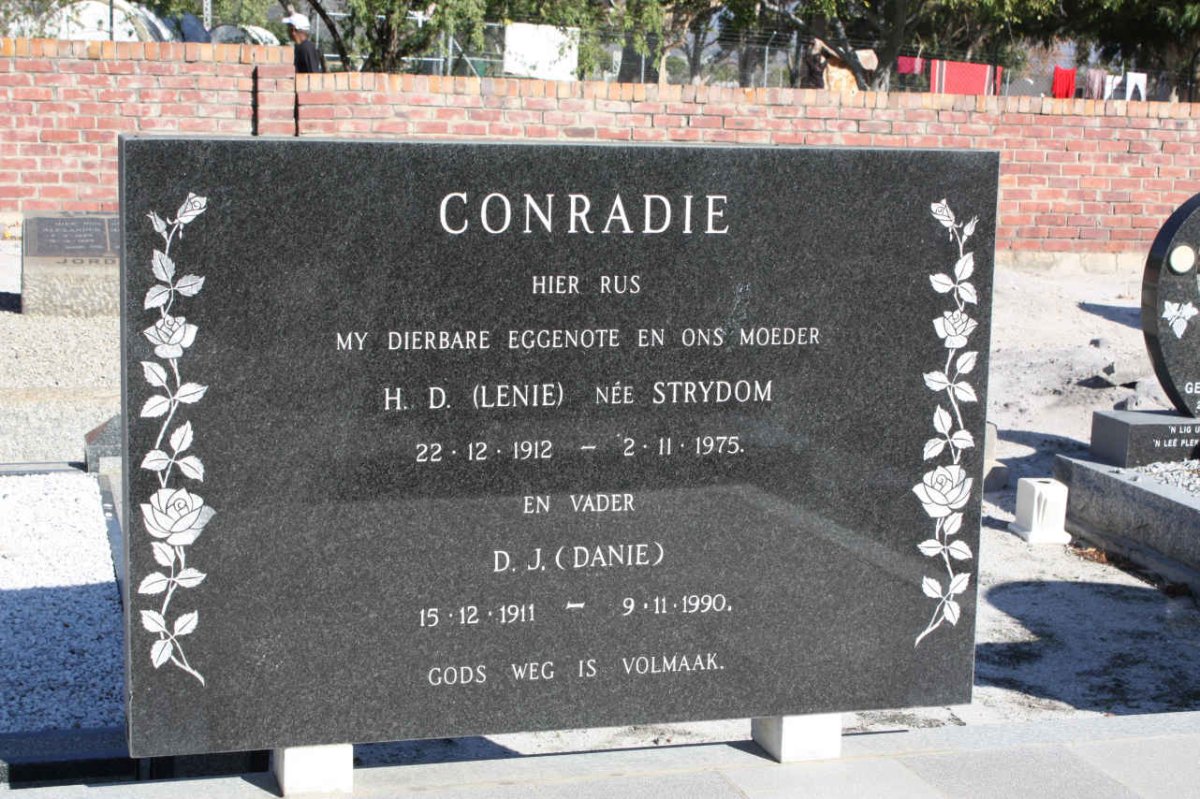 CONRADIE D.J. 1911-1990 &amp; H.D. STRYDOM 1912-1975
