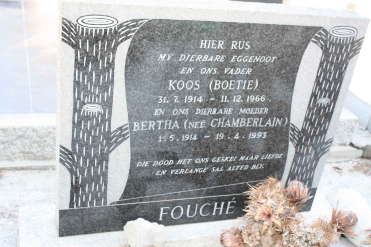 FOUCHE Koos 1914-1966 &amp; Bertha CHAMBERLAIN 1914-1993
