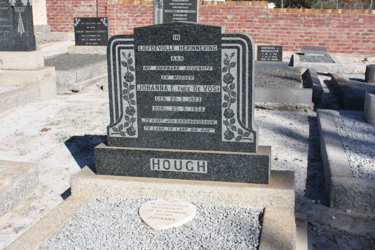 HOUGH Johanna E. nee DE VOS 1923-1952