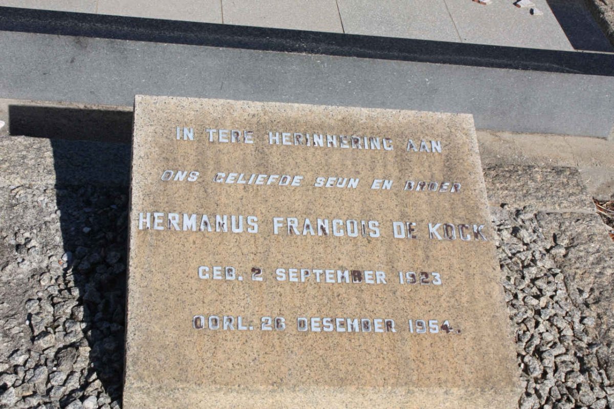 KOCK Hermanus Francois, de 1923-1954