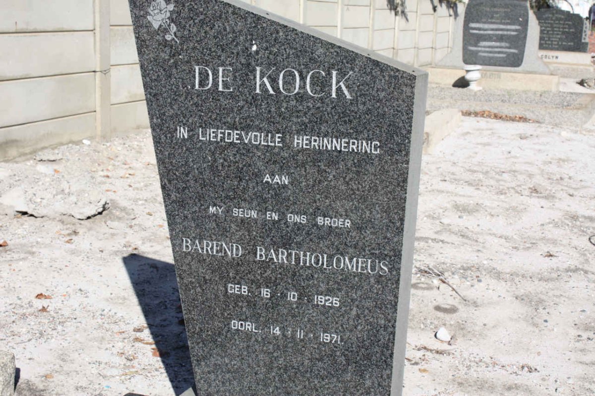 KOCK Barend Bartholomeus, de 1926-1971
