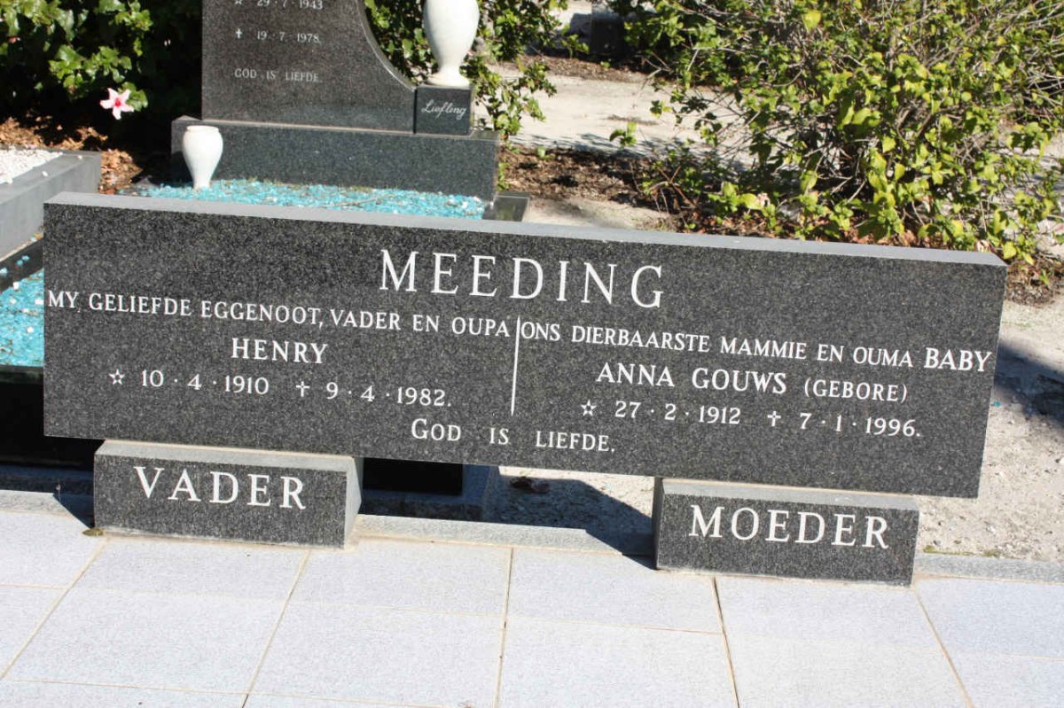 MEEDING Henry 1910-1982 &amp; Anna GOUWS 1912-1996
