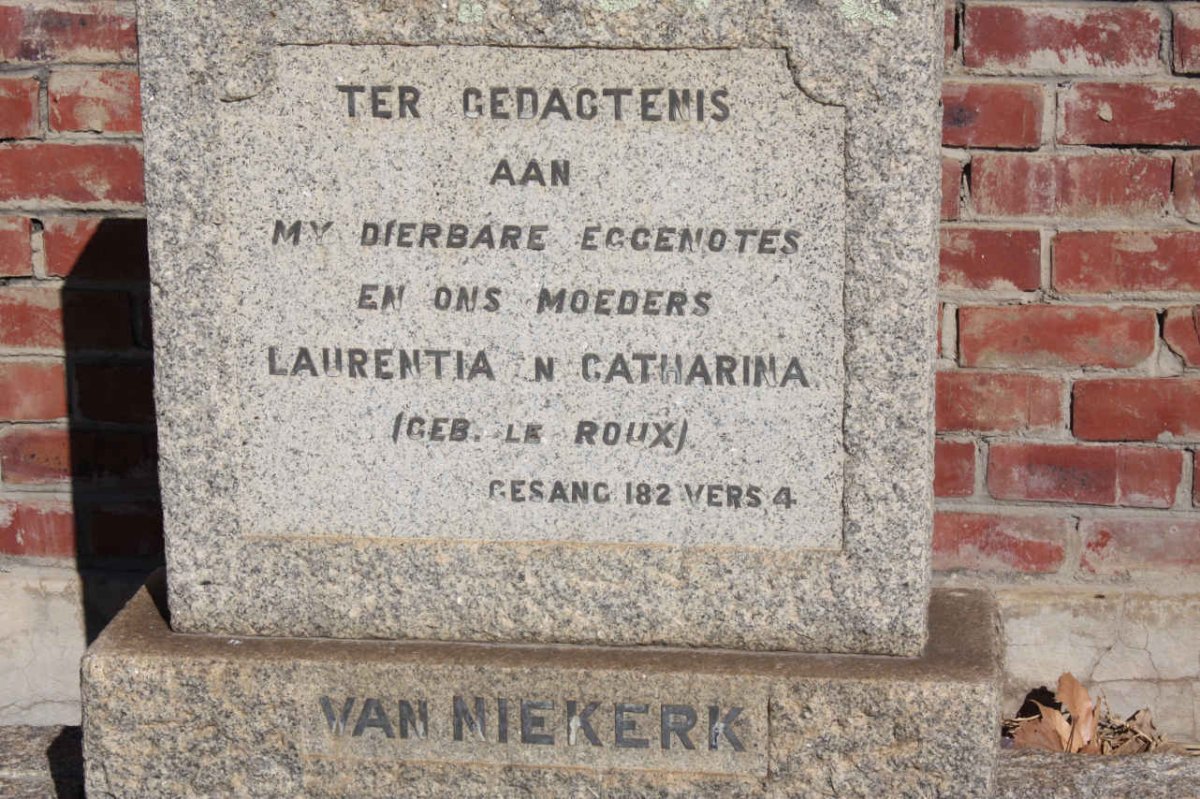 NIEKERK Laurentia nee LE ROUX :: VAN NIEKERK Catharina nee LE ROUX