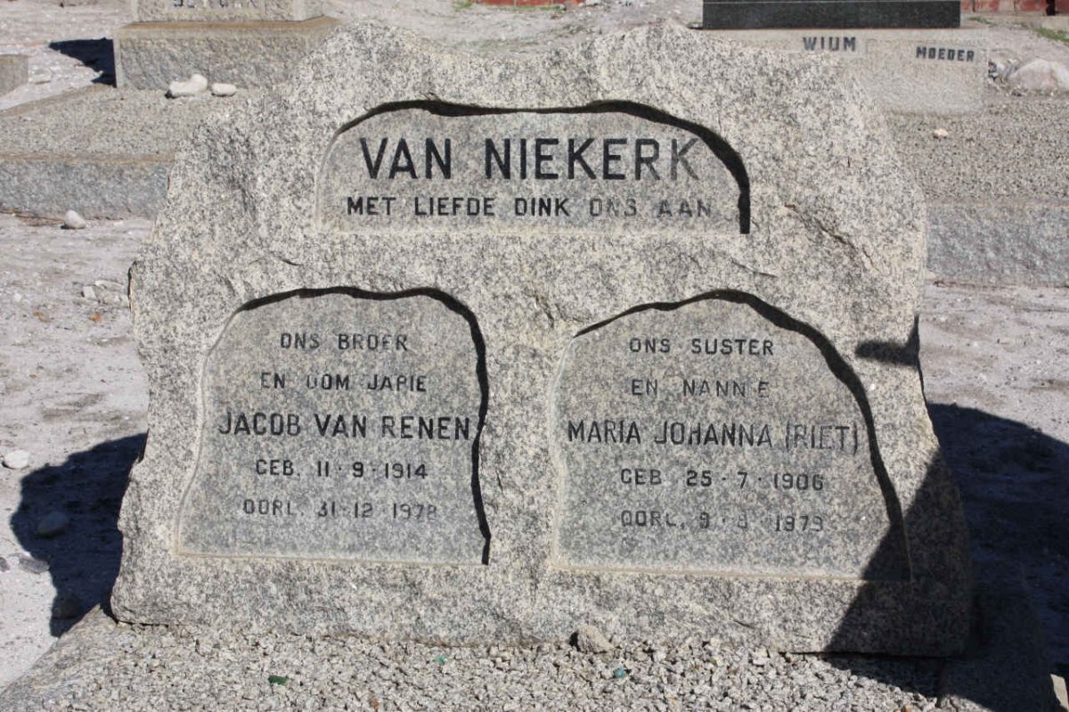 NIEKERK Jacob Van Renen, van 1914-1978 :: NIEKERK Maria Johanna, van 1906-1979