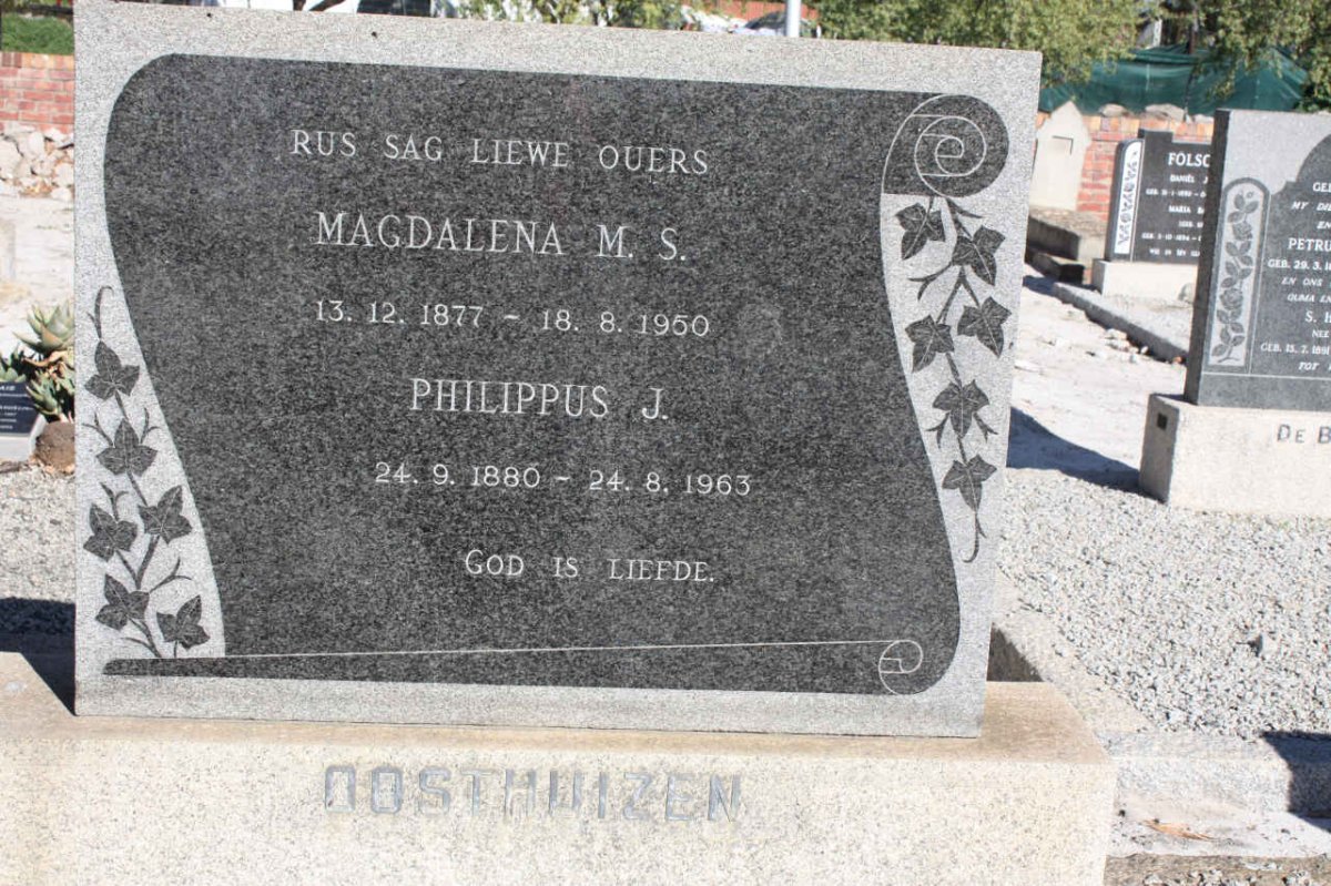 OOSTHUIZEN Philippus J. 1880-1963 &amp; Magdalena M.S. 1877-1950