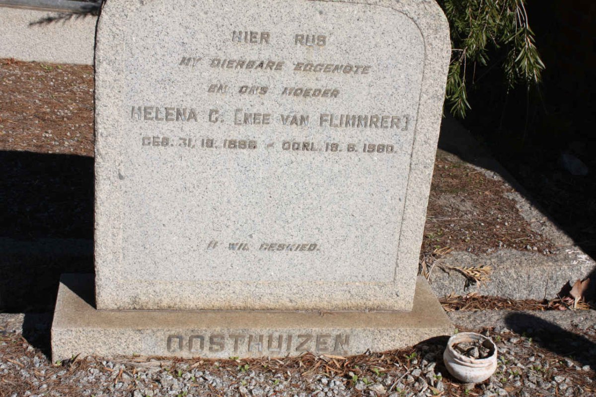 OOSTHUIZEN Helena C. nee VAN FLIMMRER 1888-1980