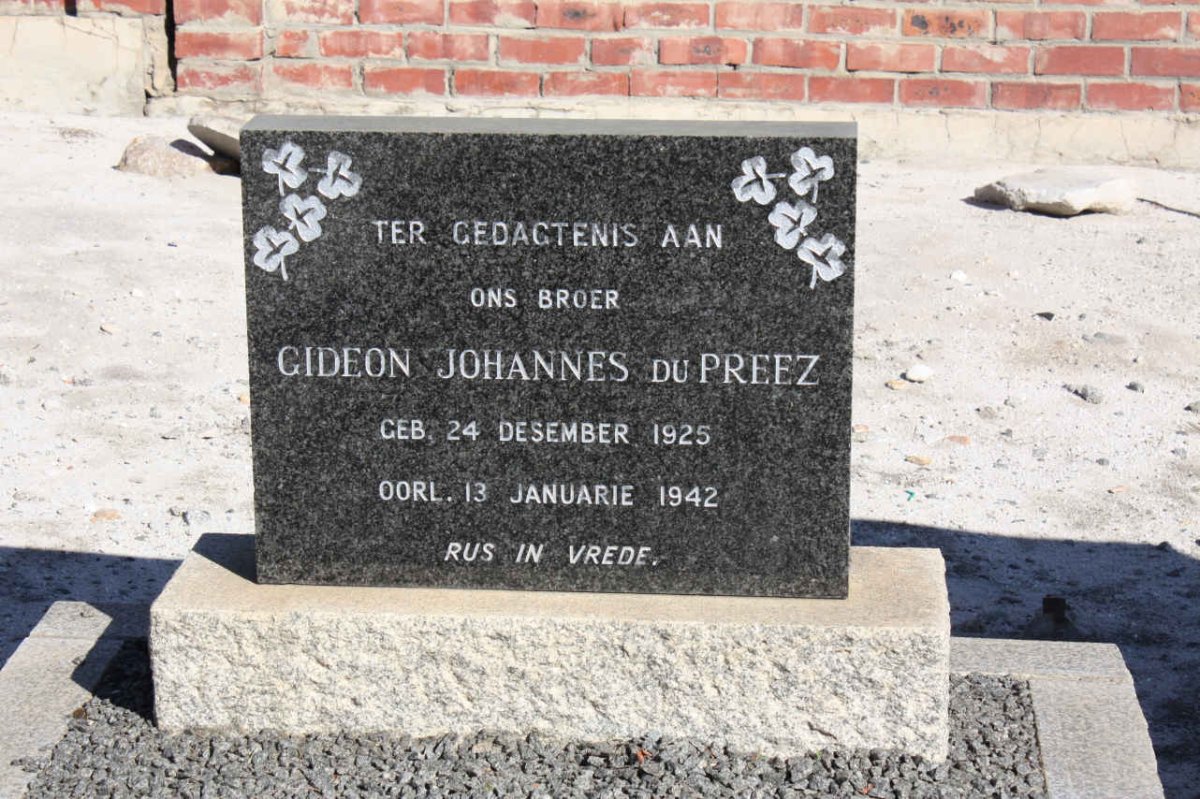 PREEZ Gideon Johannes, du 1925-1942