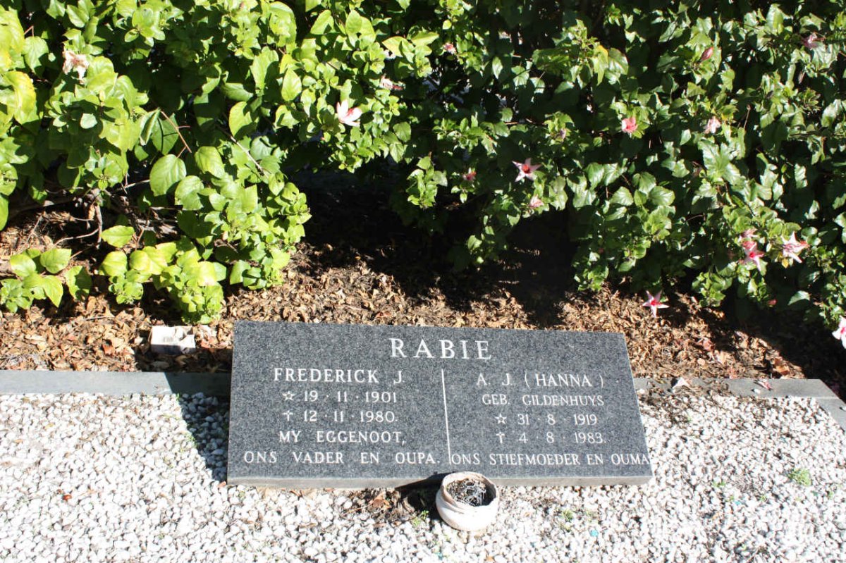 RABIE Frederick J. 1902-1980 &amp; A.J. GILDENHUYS 1919-1983