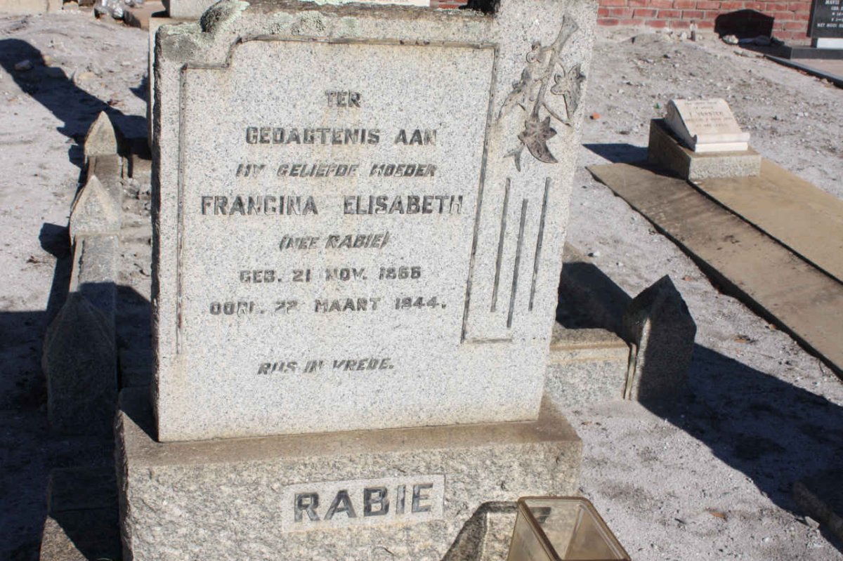 RABIE Francina Elisabeth nee RABIE 1866-1944