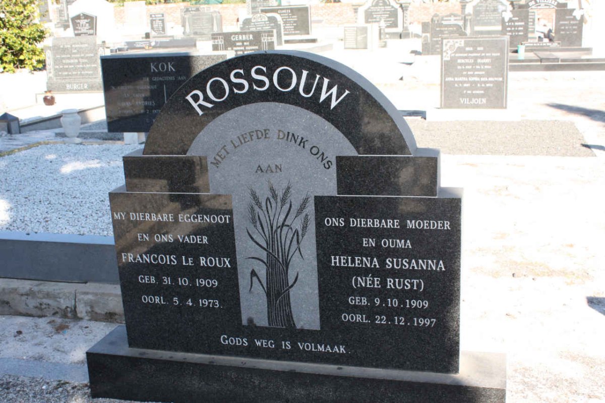ROSSOUW Francois Le Roux 1909-1973 &amp; Helena Susanna RUST 1909-1997