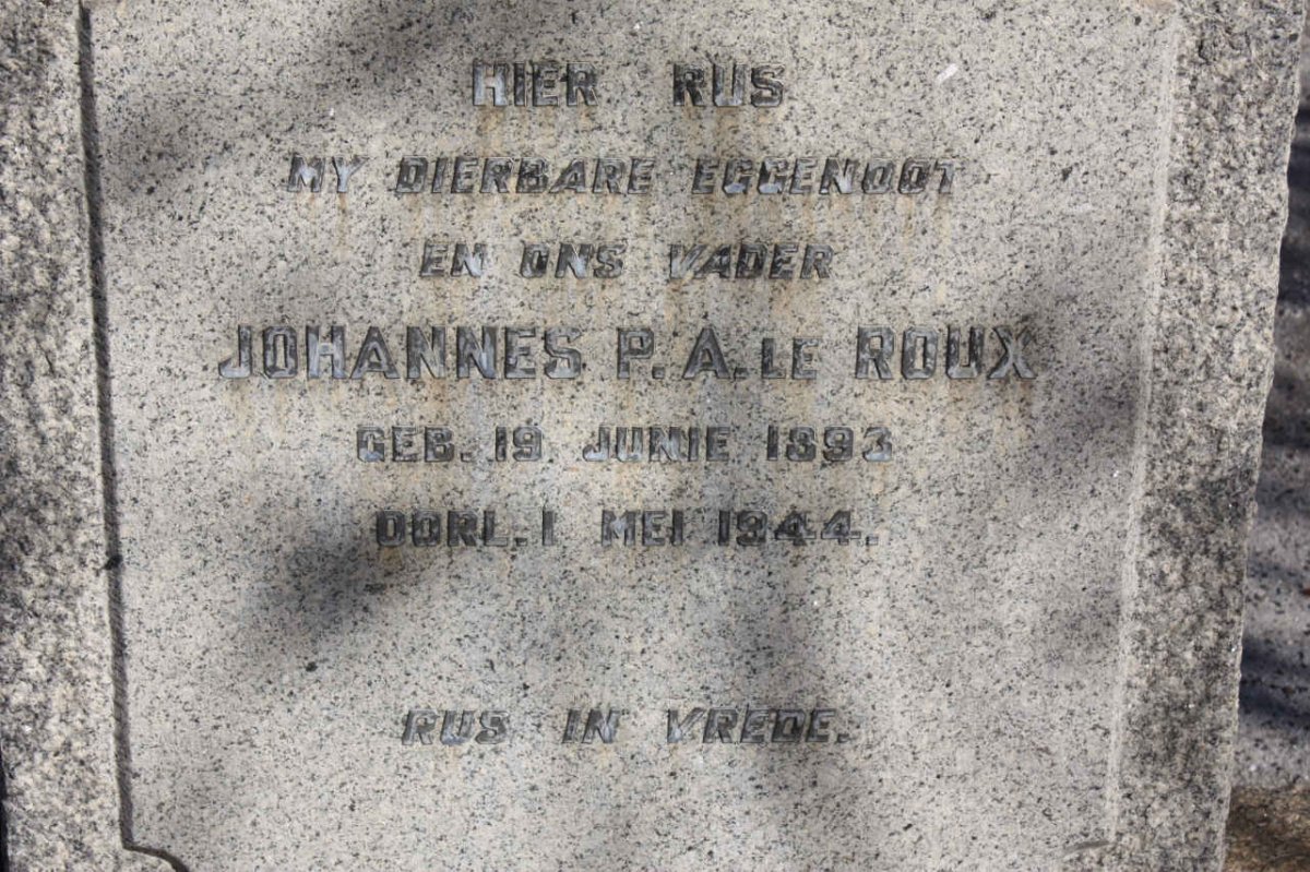 ROUX Johannes P.A., le 1893-1944
