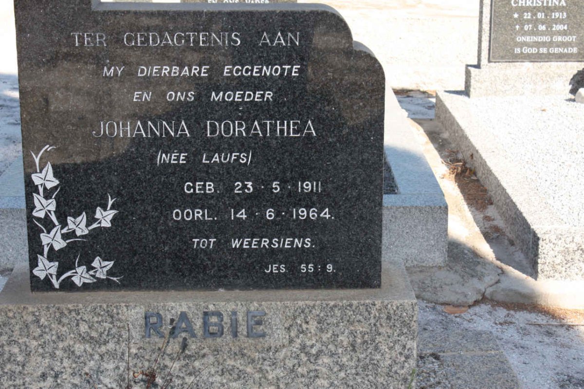 RABIE Johanna Dorathea LAUFS 1911-1964