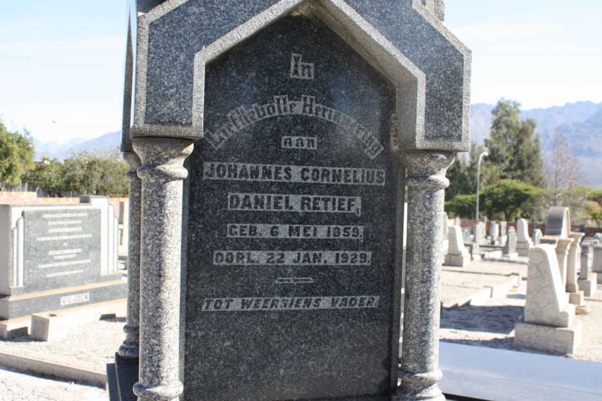 RETIEF Johannes Cornelius Daniel 1859-1952 &amp; Hester Adriana Petronella VAN NIEKERK 1864-1925