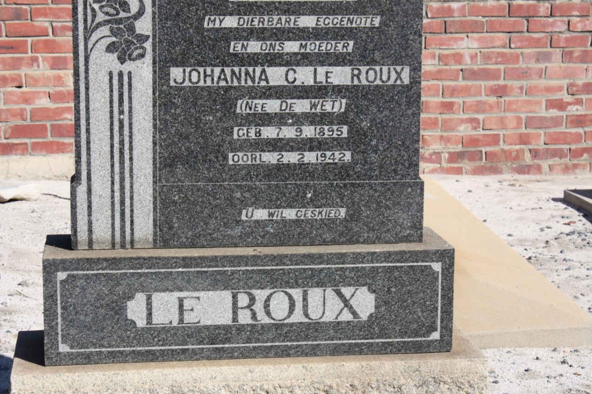 ROUX Johanna C., le nee DE WET 1895-1942