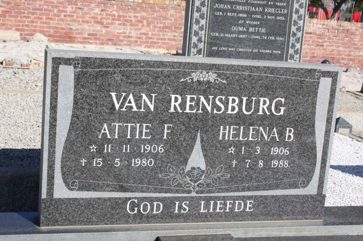 RENSBURG Attie F., van 1906-1980 &amp; Helena B. 1906-1988