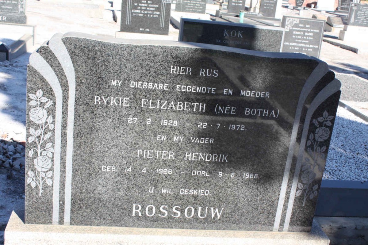 ROSSOUW Pieter Hendrik 1926-1988 &amp; Rykie Elizabeth BOTHA 1928-1972