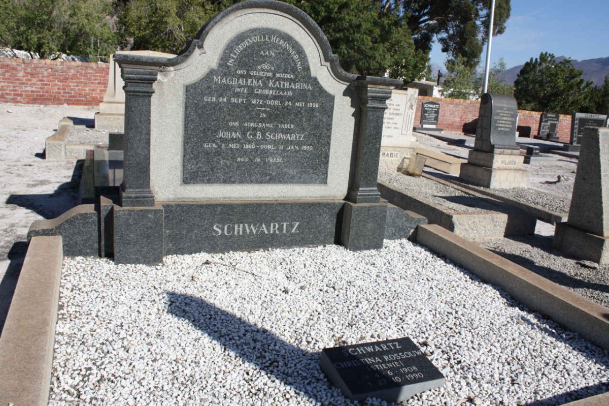 SCHWARTZ Johan G.B. 1860-1950 &amp; Magdalena Katharina GROBBELAAR 1872-1938 :: SCHWARTZ Christina Rossouw 1908-1990