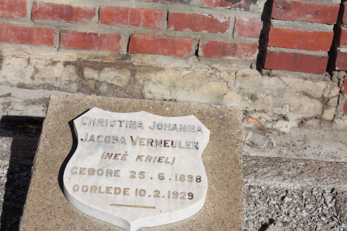 VERMEULEN Jacoba nee KRIEL 1898-1929
