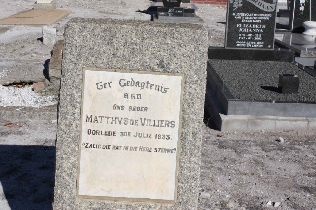 VILLIERS Matthys, de -1933
