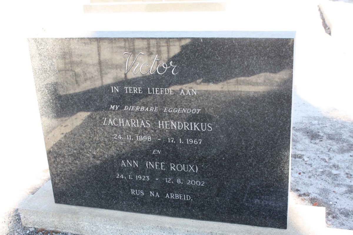 VICTOR Zacharias Hendrikus 1898-1967 &amp; Ann ROUX 1923-2002