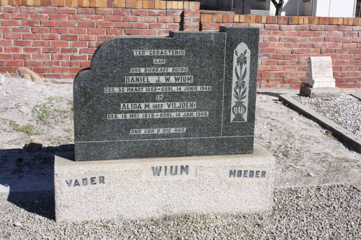 WIUM Daniel J.M. 1862-1964 &amp; Alida M. VILJOEN 1870-1940