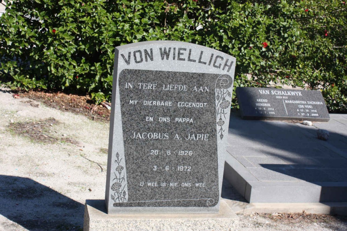 WIELLICH Jacobus A. Japie, von 1926-1972