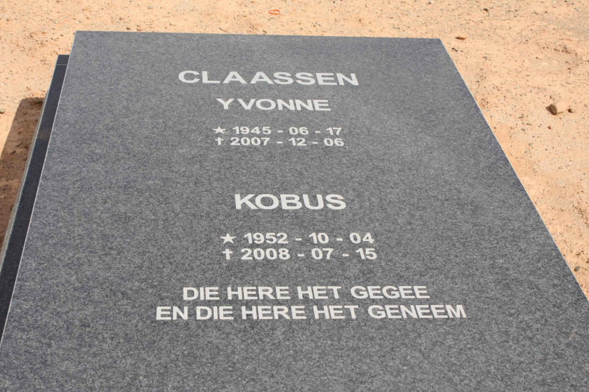 CLAASSEN Kobus 1952-2008 &amp; Yvonne 1945-2007