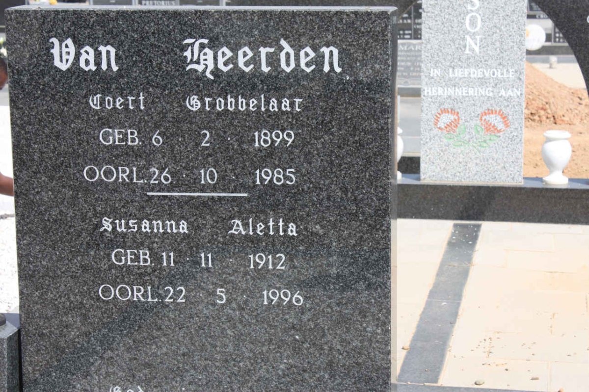 HEERDEN Coert Grobbelaar, van 1899-1985 &amp; Susanna Aletta 1912-1996
