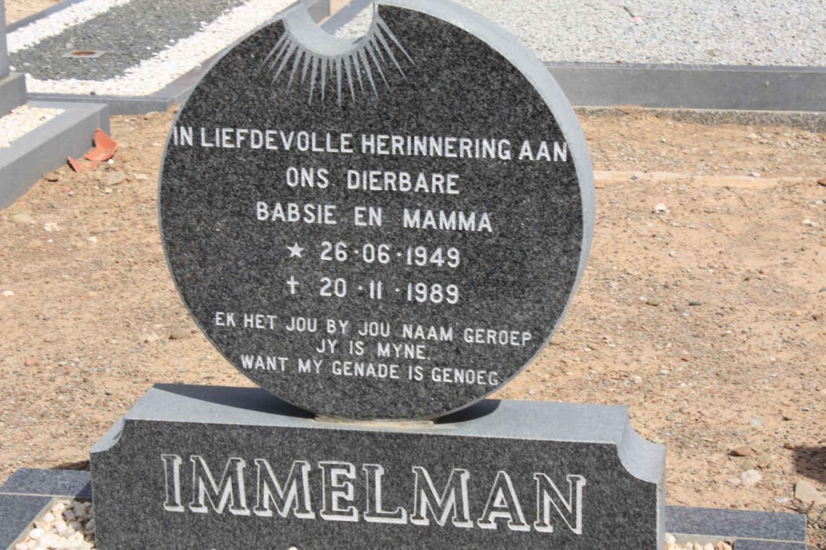 IMMELMAN Babsie 1949-1989